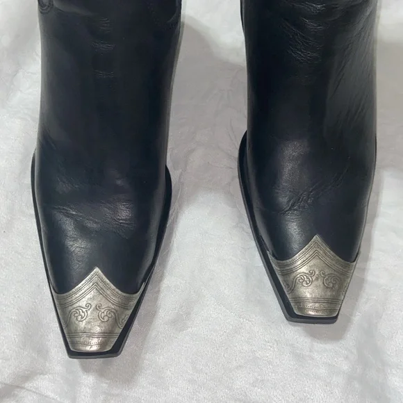 Free People Black Leather Boots with Silver Accent - Picture 8 of 16